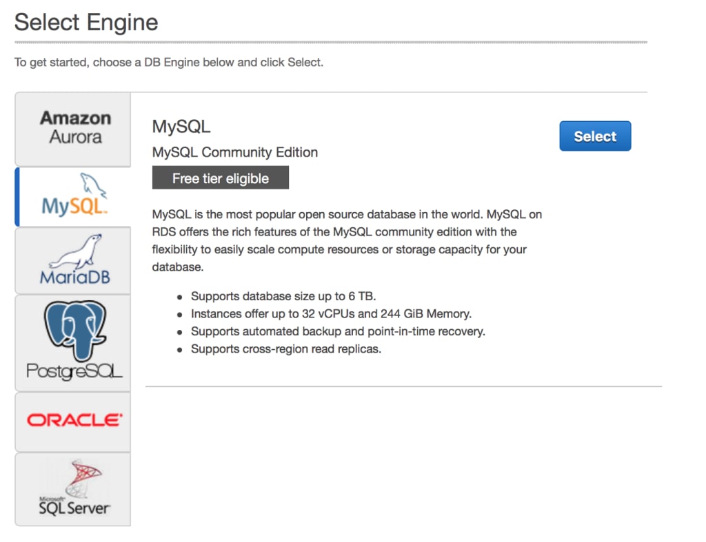PrestaShop PostgreSQL: AWS EC2 instance select sqql engine